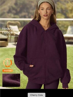 Glowmode Oversized Cozy Heavy Fleece Zip Hoodie - Cherry Cola Purple